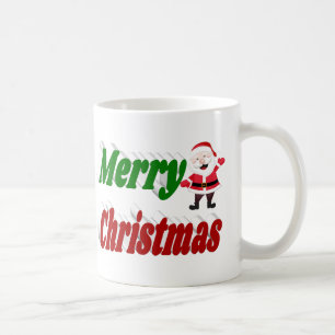 メリークリスマスサンタクロース半タイポグラフィ コーヒーマグカップ
