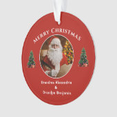 メリークリスマスサンタクロース家族がパーソナライズ オーナメント (正面)