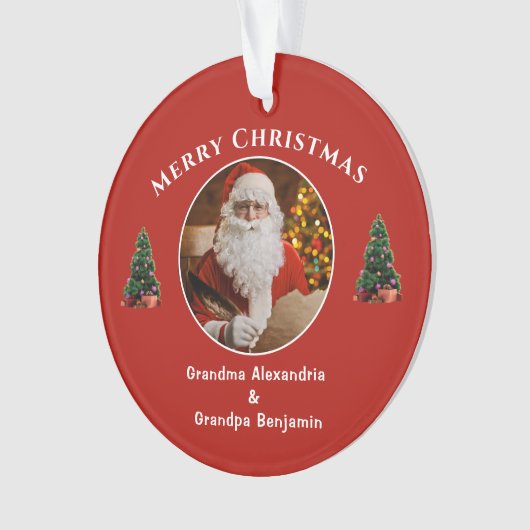 メリークリスマスサンタクロース家族がパーソナライズ オーナメント (正面)