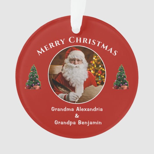 メリークリスマスサンタクロース家族がパーソナライズ オーナメント (正面)