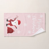 メリークリスマスサンタクロース柄レッドホワイト バスタオルセット (ハンドタオル)