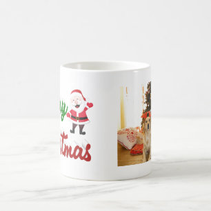 メリークリスマスサンタクロース赤い緑のフォトスクリプト コーヒーマグカップ