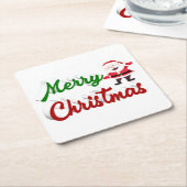 メリークリスマスサンタクロース赤い緑 スクエアペーパーコースター (アングル)