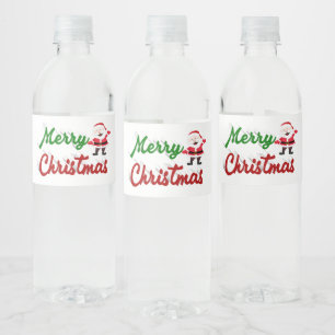 メリークリスマスサンタクロース赤い緑 ペットボトルラベル