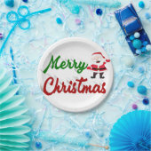 メリークリスマスサンタクロース赤い緑 ペーパープレート (パーティー)