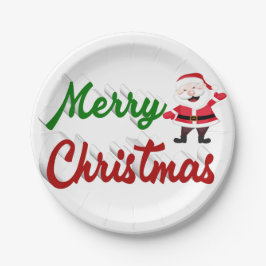 メリークリスマスサンタクロース赤い緑 ペーパープレート