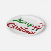 メリークリスマスサンタクロース赤い緑 ペーパープレート (アングル)
