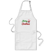 メリークリスマスサンタクロース赤い緑 ロングエプロン (正面)