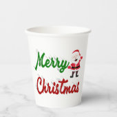 メリークリスマスサンタクロース赤い緑 紙コップ (正面)