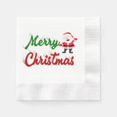 メリークリスマスサンタクロース赤い緑 縁ありカクテルナプキン (正面)