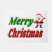 メリークリスマスサンタクロース赤グリーンタイポグラフィ ドアマット (正面)