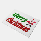 メリークリスマスサンタクロース赤グリーンタイポグラフィ ドアマット (アングル)