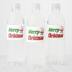 メリークリスマスサンタクロース赤グリーンタイポグラフィ ペットボトルラベル