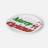 メリークリスマスサンタクロース赤グリーンタイポグラフィ ペーパープレート (アングル)
