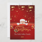 メリークリスマスサンタクロース赤フラットホリデーカード シーズンカード (正面)
