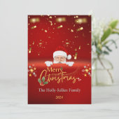 メリークリスマスサンタクロース赤フラットホリデーカード シーズンカード (スタンド正面)