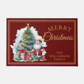 メリークリスマスサンタクロース赤 ドアマット (正面)