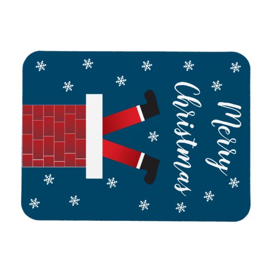 メリークリスマスサンタクロース足雪片 マグネット (横)