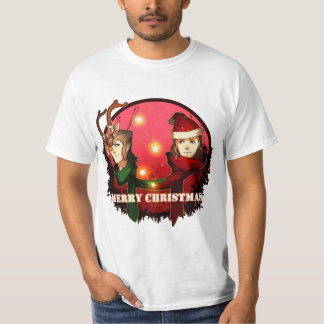 メリークリスマスサンタクロース雪だるま鹿ロキソール Tシャツ