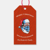 メリークリスマスサンタクロース顔マスクのパーソナライズ ギフトタグ (正面)