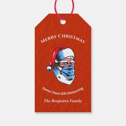 メリークリスマスサンタクロース顔マスクのパーソナライズ ギフトタグ (裏面)