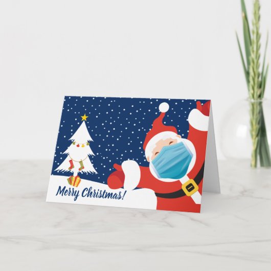 メリークリスマスサンタクロース顔マスク シーズンカード (正面)