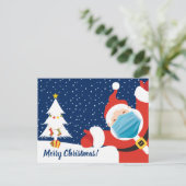 メリークリスマスサンタクロース顔マスク シーズンポストカード (スタンド正面)