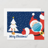 メリークリスマスサンタクロース顔マスク シーズンポストカード (正面/裏面)