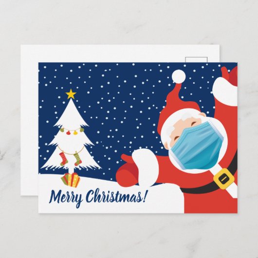 メリークリスマスサンタクロース顔マスク シーズンポストカード (正面/裏面)