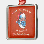 メリークリスマスサンタクロース顔マスク メタルオーナメント (左)