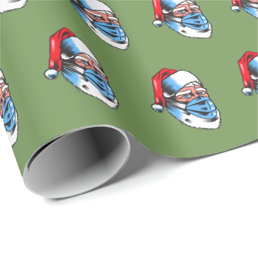 メリークリスマスサンタクロース顔マスク ラッピングペーパー (ロールコーナー)