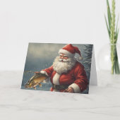 メリークリスマスサンタクロース魚釣りフィッシュマスフィッシュ カード (正面)