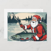 メリークリスマスサンタクロース魚釣りフィッシュマスフィッシュ シーズンポストカード (正面/裏面)
