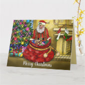 メリークリスマスサンタクロース カード (黄色い花)