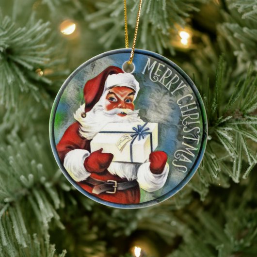 メリークリスマスサンタクロース セラミックオーナメント (ツリー)