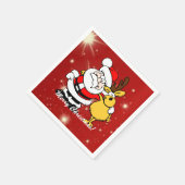 メリークリスマスサンタクロース/トナカイ スタンダードカクテルナプキン (角)