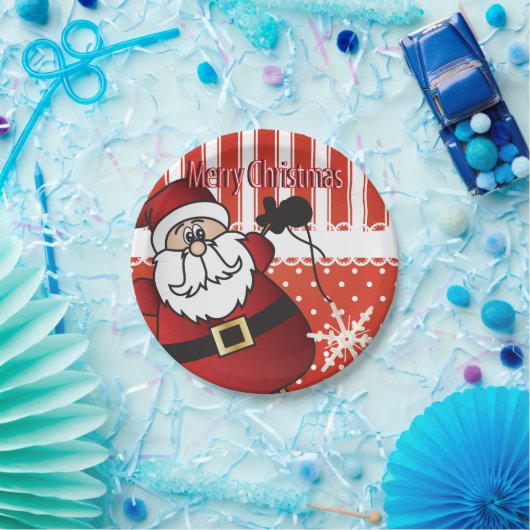 メリークリスマスサンタクロース ペーパープレート (パーティー)