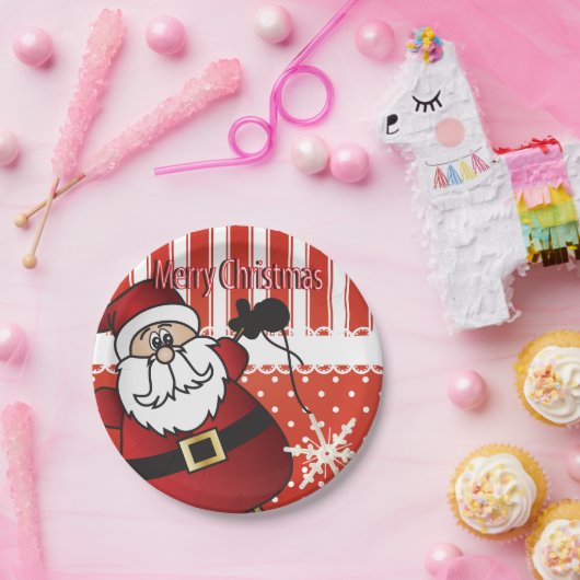 メリークリスマスサンタクロース ペーパープレート (パーティー)