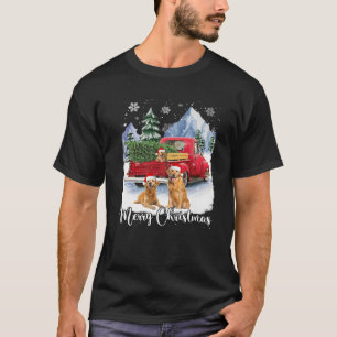 メリークリスマスサンタゴールデンレトリバーレッドトラックX Tシャツ