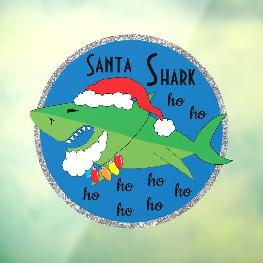 メリークリスマスサンタシャークが窓を囲む ウィンドウサイン (シート3)