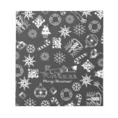 メリークリスマスサンタシンボルブラックとホワイト ノートパッド (正面)