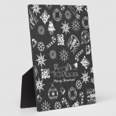 メリークリスマスサンタシンボルブラックとホワイト フォトプラーク (側面)