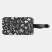 メリークリスマスサンタシンボルブラックとホワイト ラゲッジタグ (裏面横)