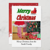 メリークリスマスサンタスそりフォトタイポグラフィ シーズンカード (正面/裏面)