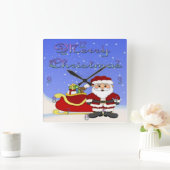 メリークリスマスサンタスクウェアの壁時計 スクエア壁時計 (ホーム)