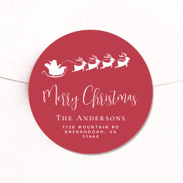 メリークリスマスサンタススリハイレッド差出人住所 ラウンドシール