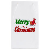 メリークリスマスサンタスレハイレッドグリーンタイポグラフィ スモールペーパーバッグ (裏面)