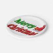 メリークリスマスサンタスレハイレッドグリーンタイポグラフィ ペーパープレート (アングル)