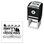 メリークリスマスサンタスレファーツリーズ家族名 セルフインキングスタンプ (インサイチュ)