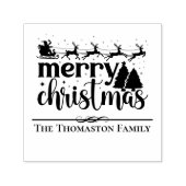 メリークリスマスサンタスレファーツリーズ家族名 セルフインキングスタンプ (デザイン)